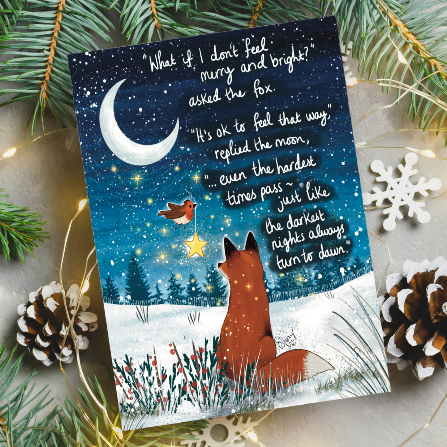 'Darkest Nights' Single Greeting Card
