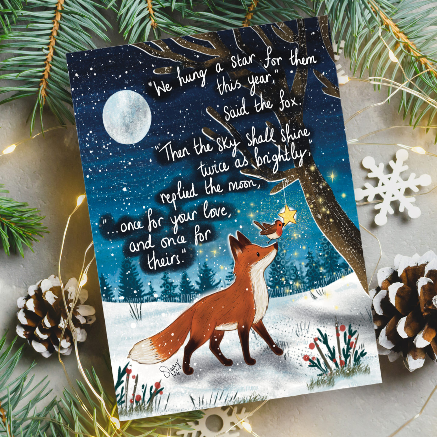'Twice As Bright' Single Greeting Card
