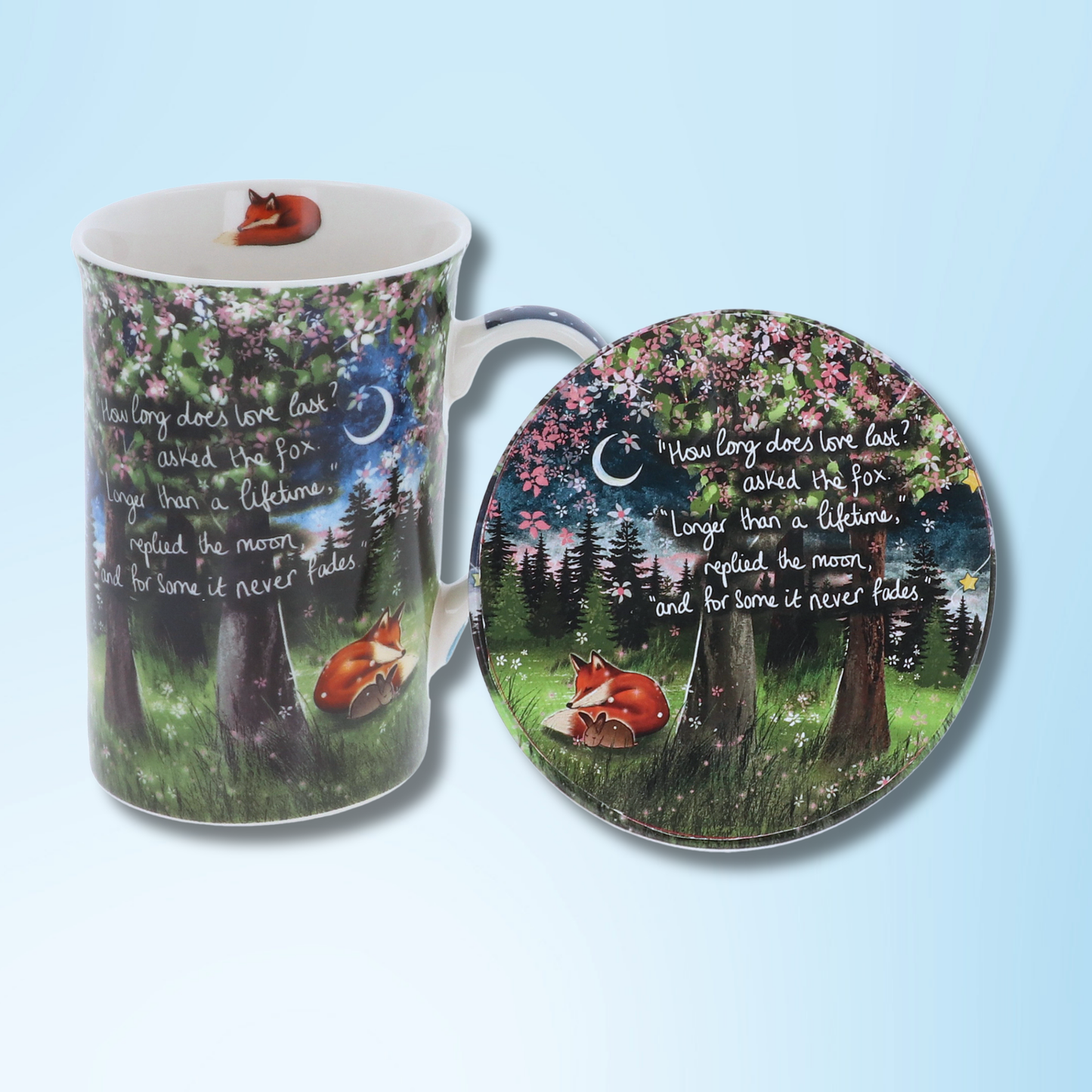 Fine China Mug and Coaster Set - Love Lasts A Lifetime