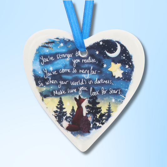 Ceramic Hanging Heart Decoration - Look For Stars