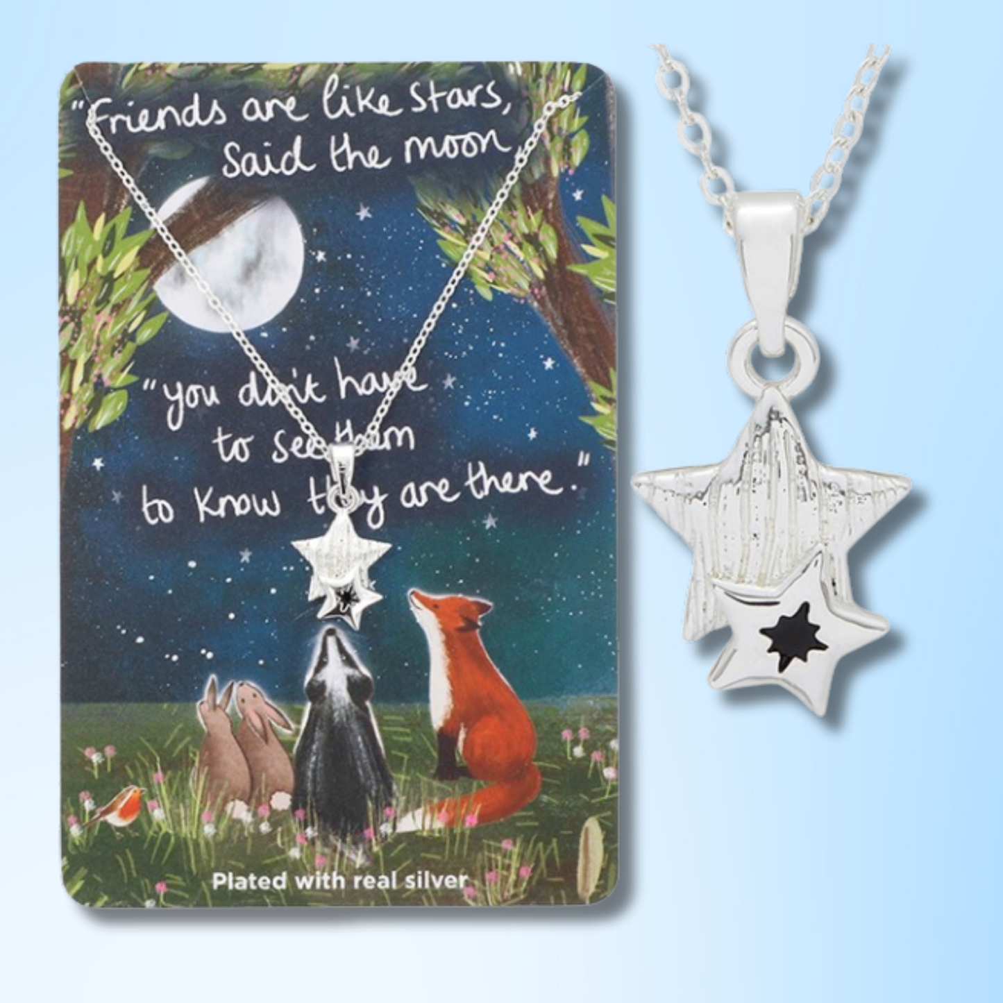 Silver Plated Necklace - Friends Are Like Stars