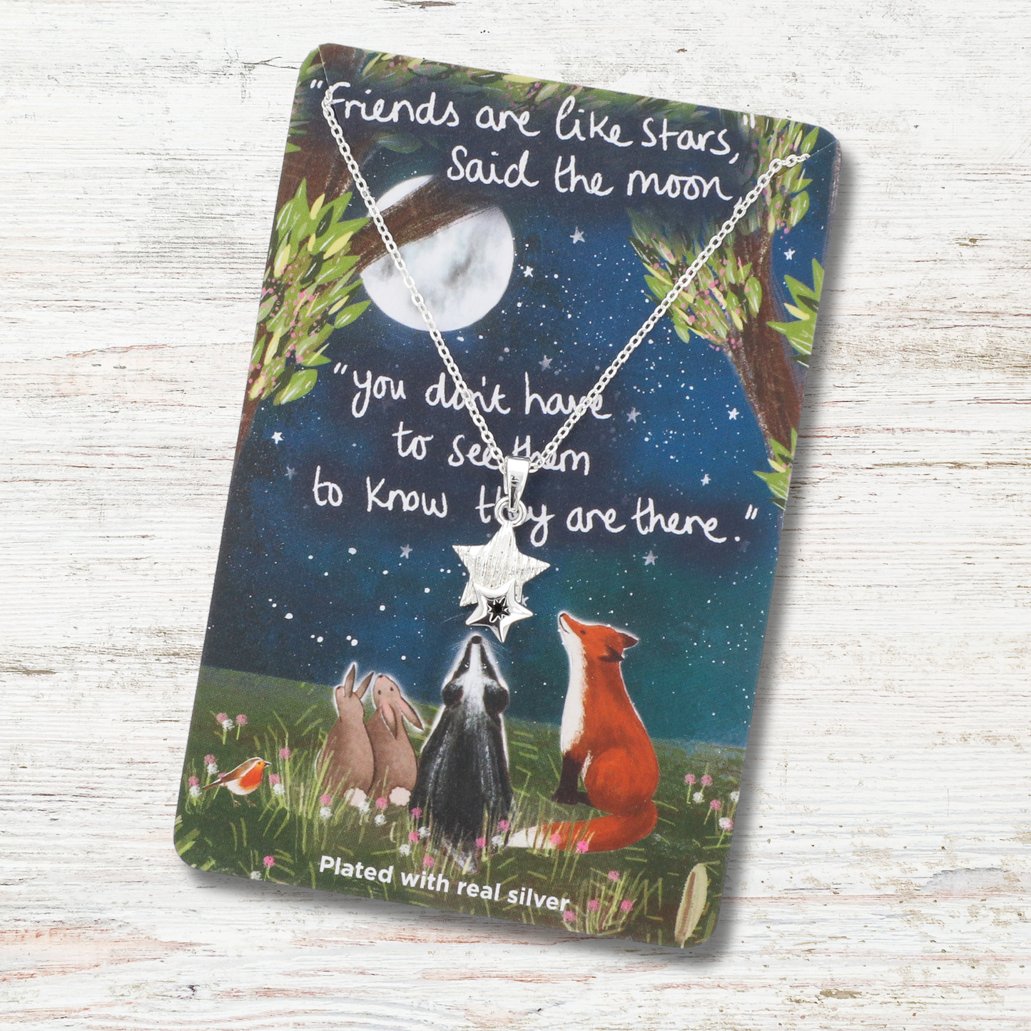 Silver Plated Necklace - Friends Are Like Stars