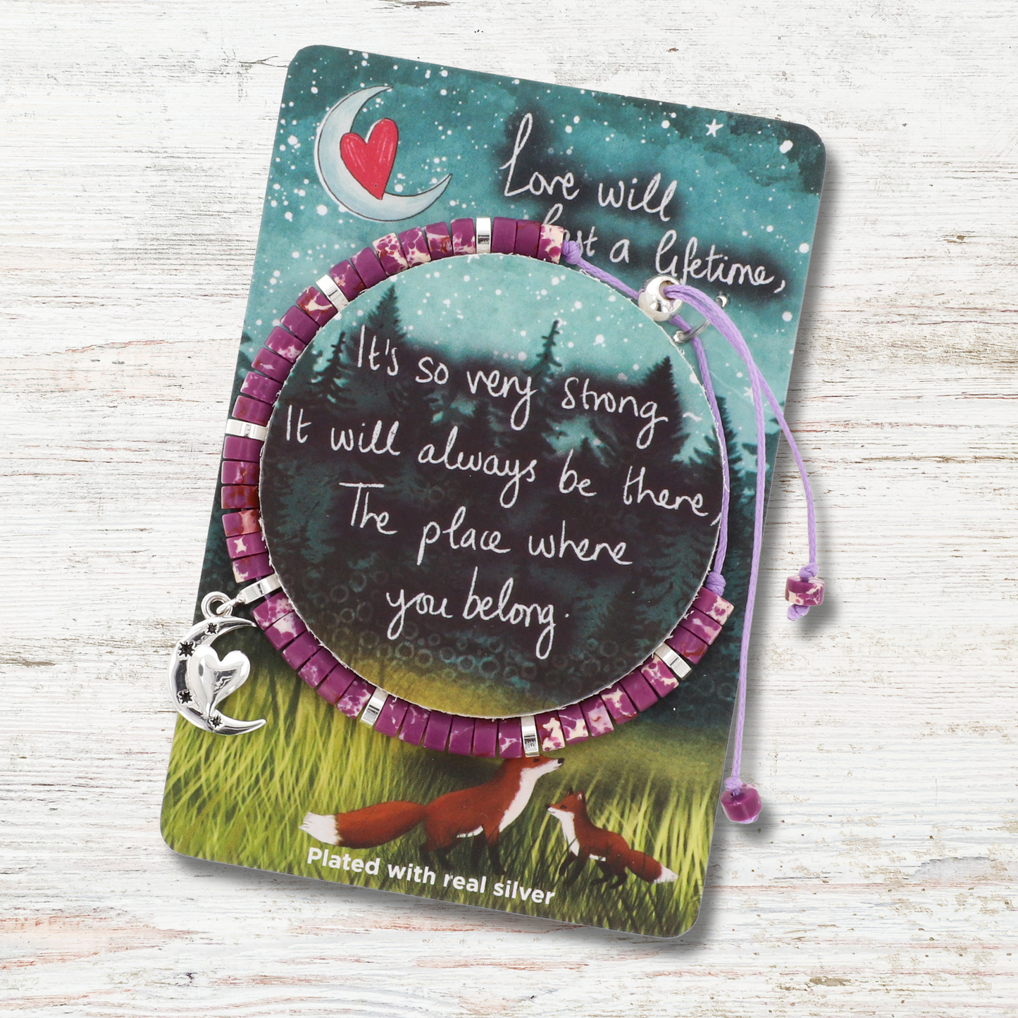 Silver Plated Beaded Bracelet - Love Lasts A Lifetime