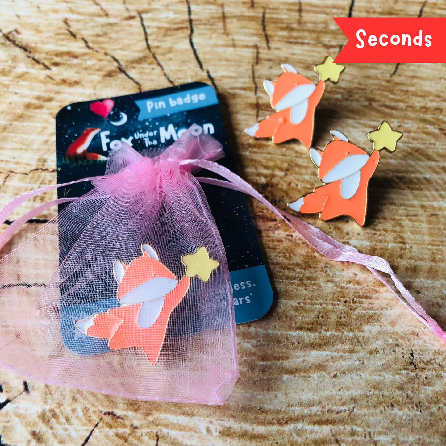 SECONDS Fox and Star Enamel Pin