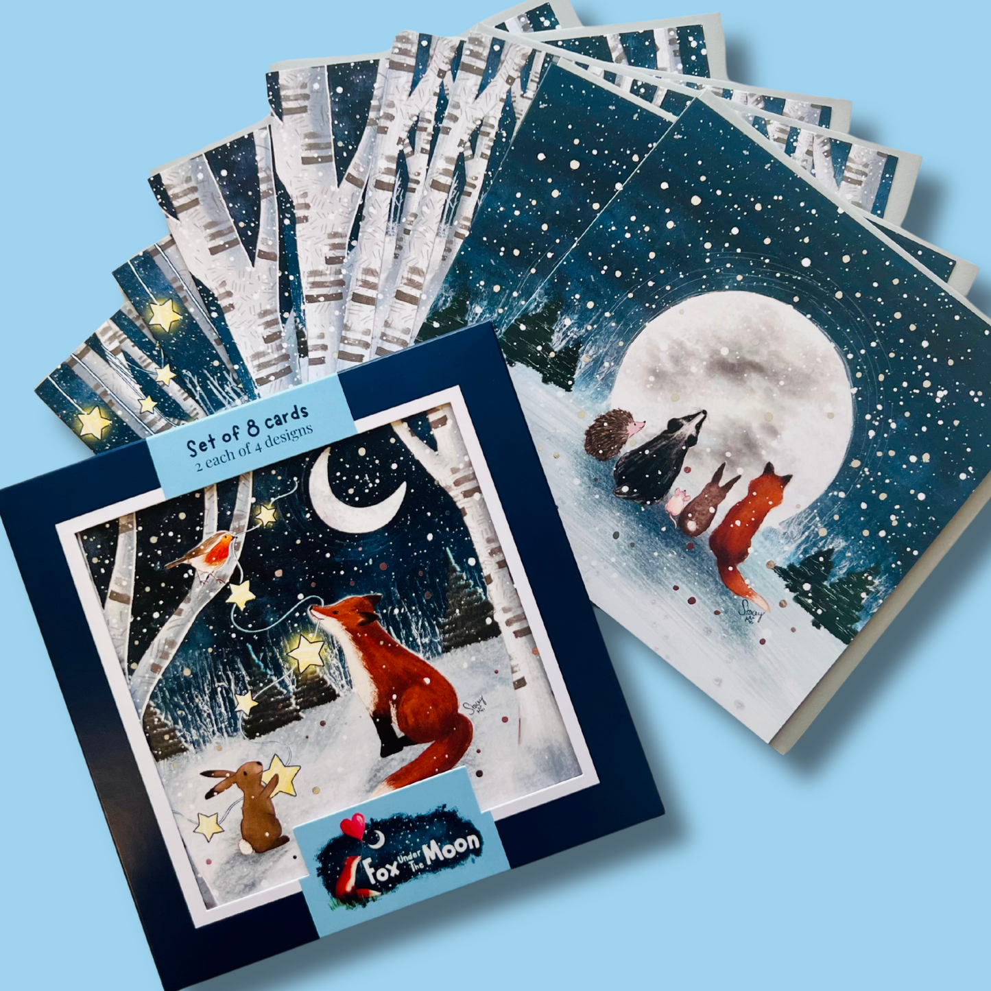 WITHOUT WORDS Set of 8 Boxed Winter Christmas Cards - 4 designs