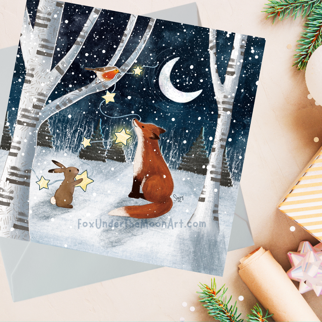 'Winter Lights' Single Christmas Greeting Card