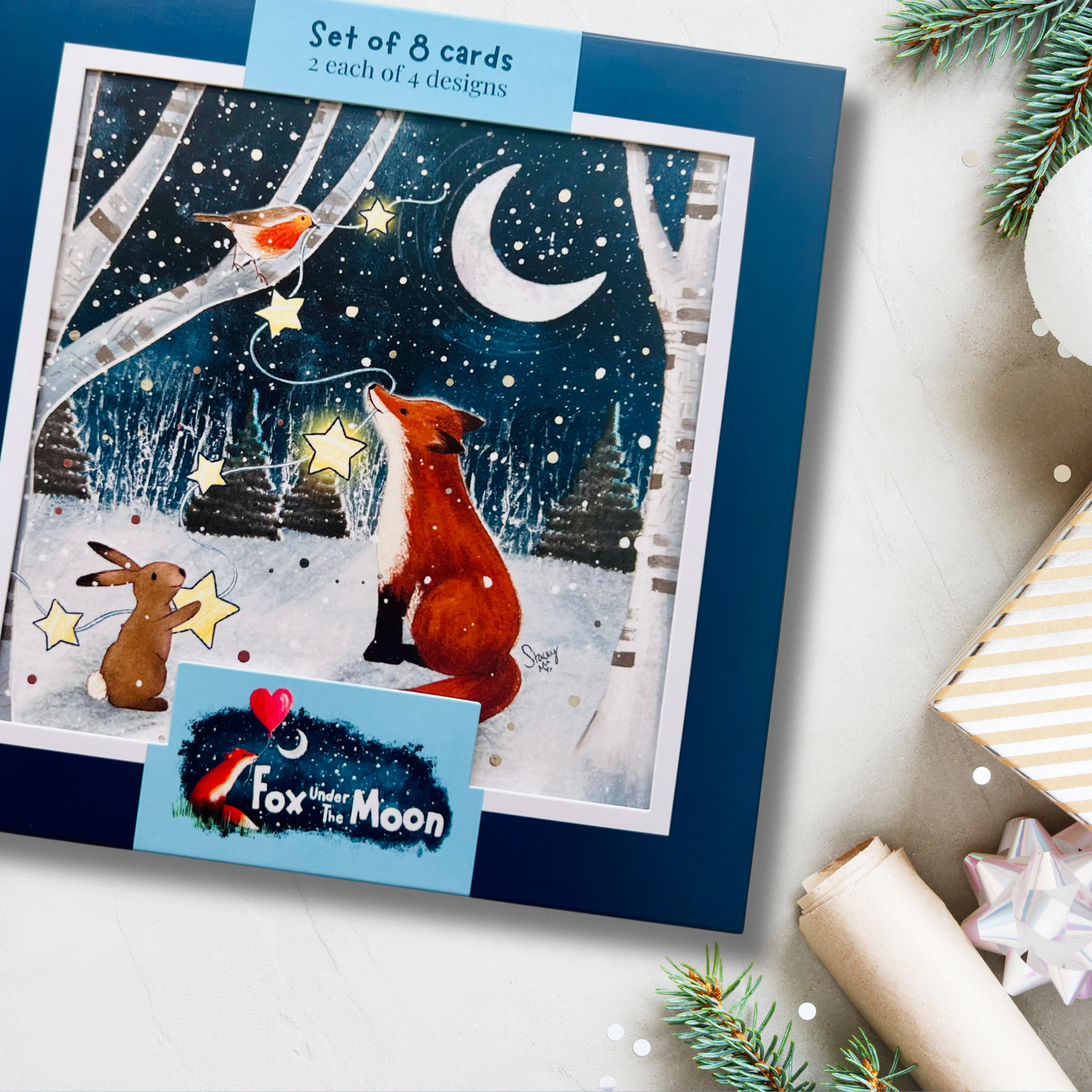 'Prints In The Snow' Single Christmas Greeting Card