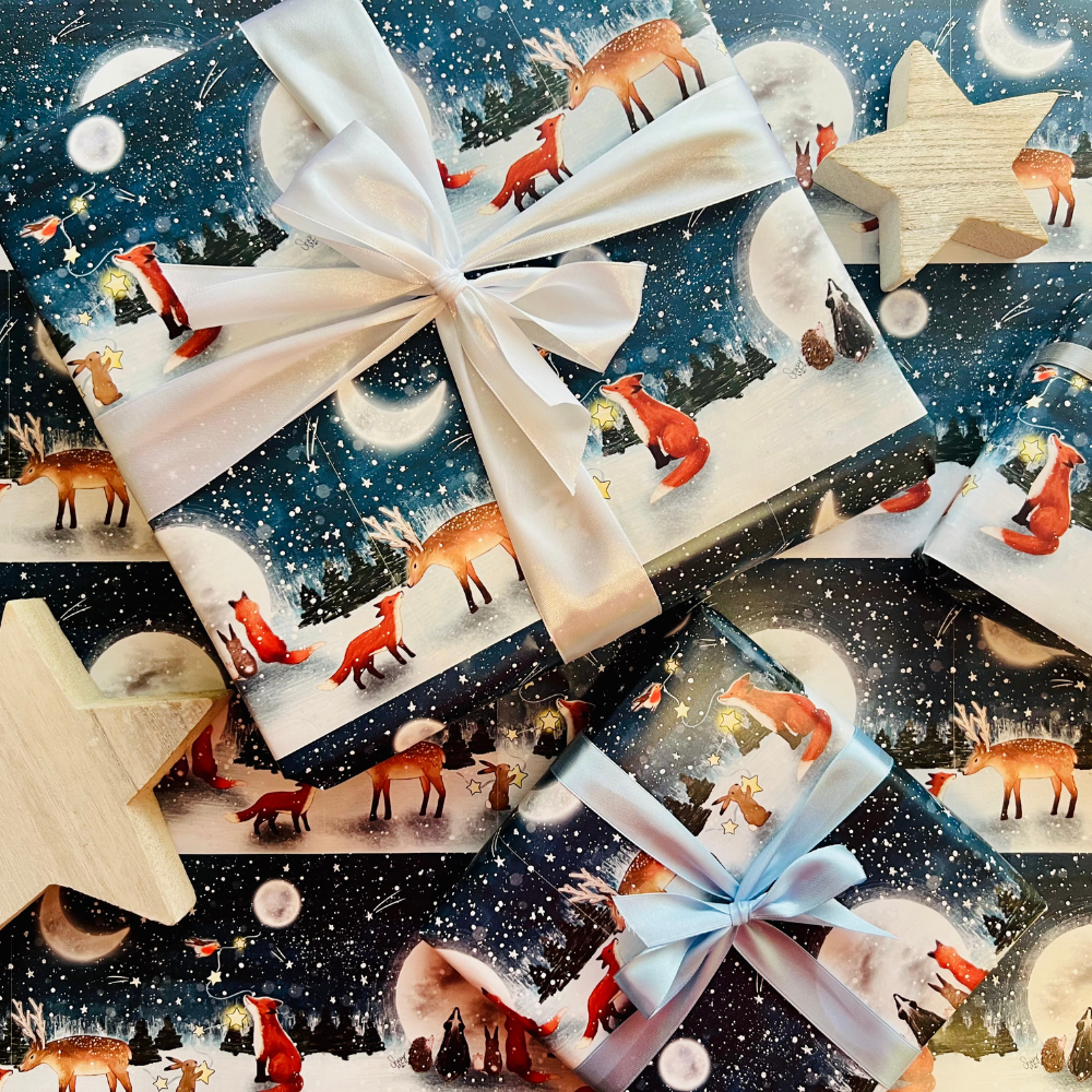 Winter Gift Wrapping Paper and Tags (2 sheets, 2 tags)