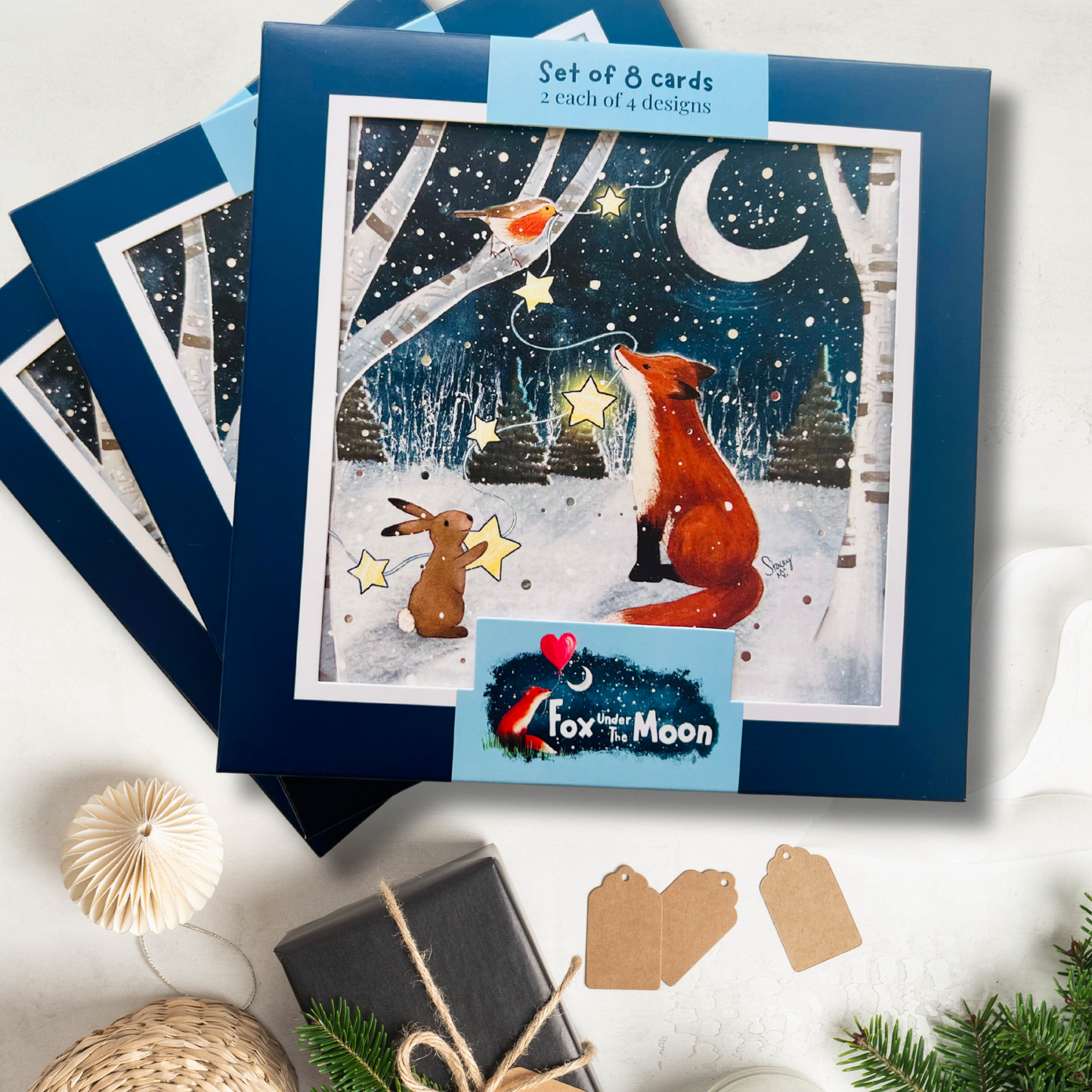 WITHOUT WORDS Set of 8 Boxed Winter Christmas Cards - 4 designs