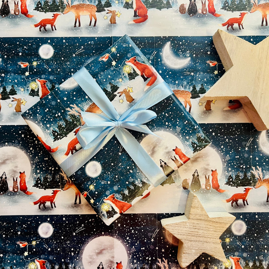 Winter Gift Wrapping Paper and Tags (2 sheets, 2 tags)