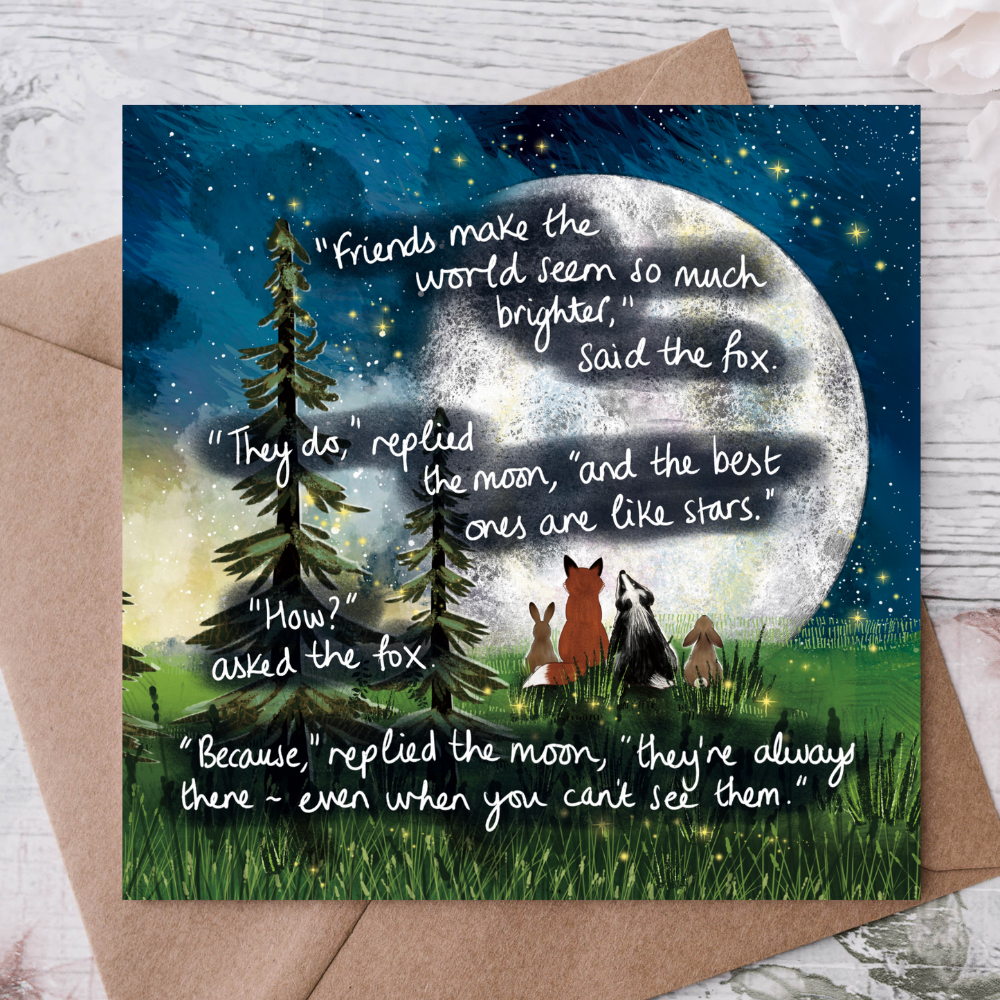 'Friends Are Stars' - Single Greeting Card
