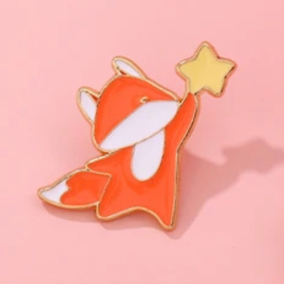 Fox and Star Enamel Pin